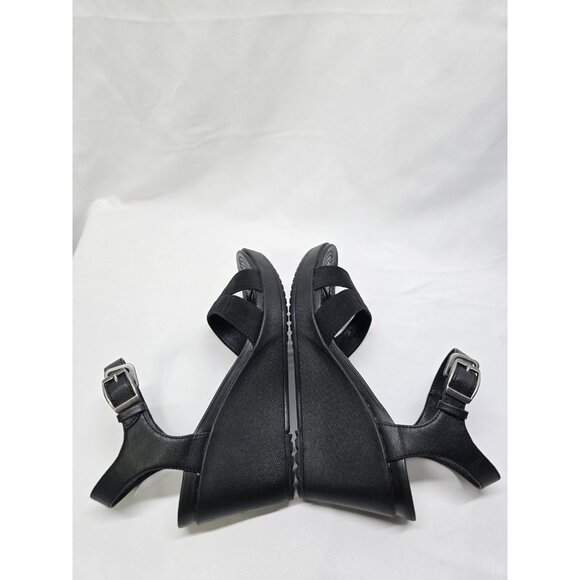 Crocs Leigh II Cross Strap Strappy Ankle Wedge Sandals Black Women’s Size 7 - Picture 9 of 12